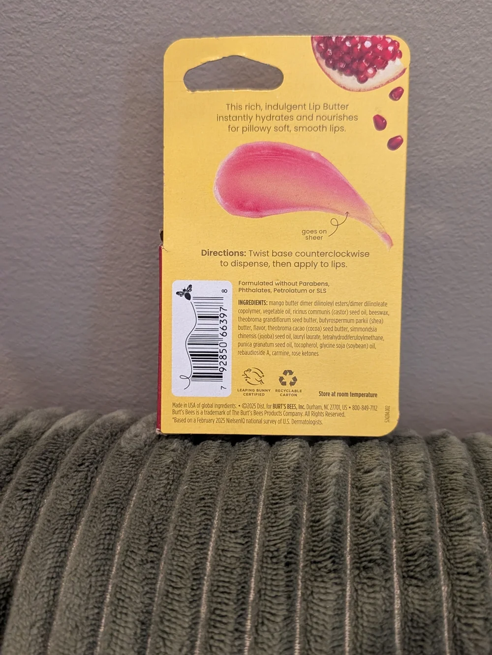🦋 Burt's Bees Pomegranate Lip Butter — Hydrating Pink Balm